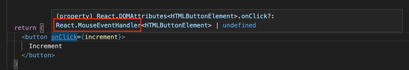 How to check if a handler prop is React event handler in VSCode